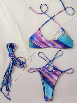 ELTIRE Stylish Purple and Blue Bikini Set
