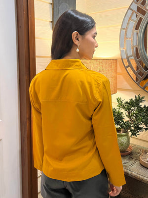 TANDUL Full Sleeve Solid Yellow Women Shirt