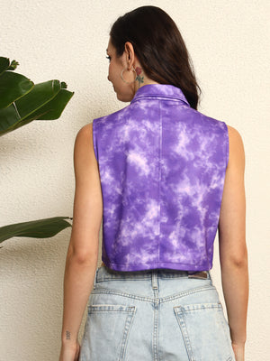 TANDUL Women Purple Tie-dye Winter Jacket