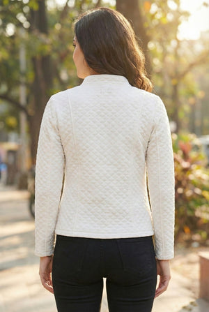 TANDUL Women White Quilted Jacket