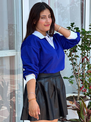 TANDUL Women Blue Oversized Sweatshirt