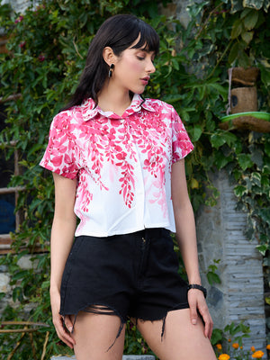 TANDUL Women Pink Printed  Crop Shirt