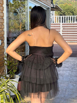 TANDUL Women Stunning Black Net Dress