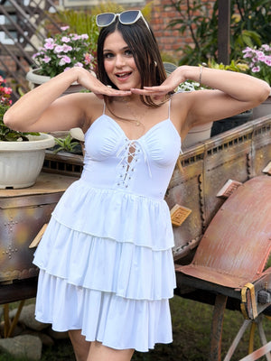 TANDUL Casual White Frill Women Dress