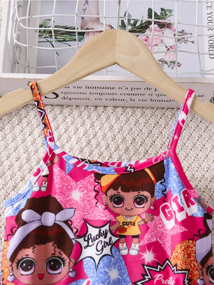 TANDUL Dungaree For Girls Casual Printed Polyester  (Multicolor, Pack of 1)