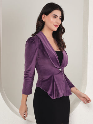 TANDUL  Velvet Solid Coat For Women