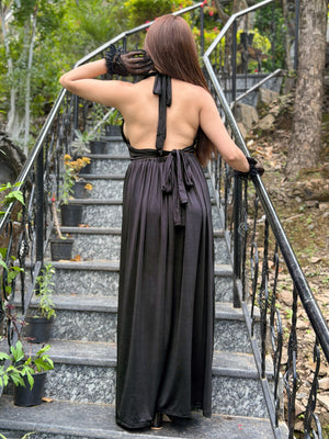 TANDUL Women Elegant Black Long Dress