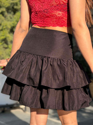 TANDUL Women Stunning Black Ruffled Skirt