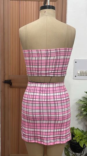 TANDUL Women Pink Plaid Printed Co-ord Set