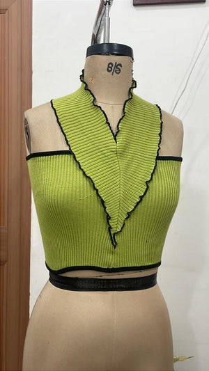 TANDUL Women Chic Green Stylish Neck Top