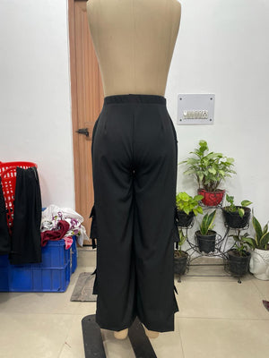 TANDUL Women Streetwear Multi-Pocket Wide-Leg Cargo Trouser