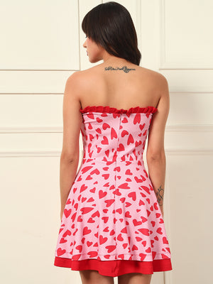 TANDUL Charming Delightful Heart Printed Dress