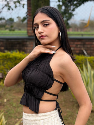 TANDUL Women Elegant Black Crop Top