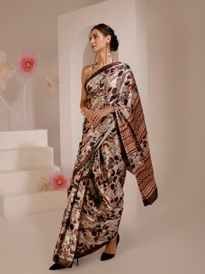 ELTIRE Exquisite Printed Satin Saree