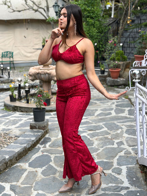 TANDUL Women Equisite Red Velvet Co-ord Set