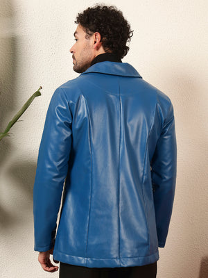 TANDUL Men's Solid Single Breasted Blue Blazer
