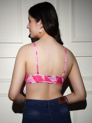 TANDUL  Casual Sleeveless Printed Women Pink Top