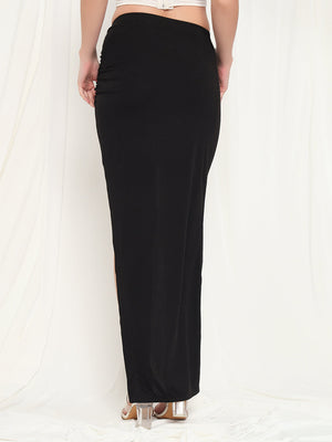 TANDUL  Women Solid Straight Black Skirt