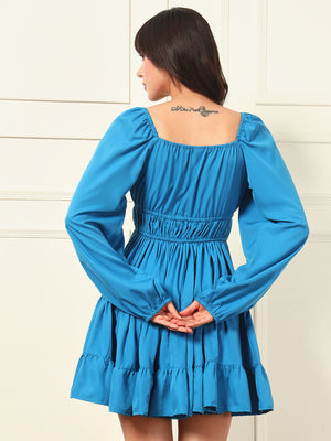 TANDUL Women Teal Blue Flared Dress