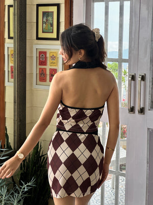 TANDUL Women Charming Brown Checkered Co-ord Set