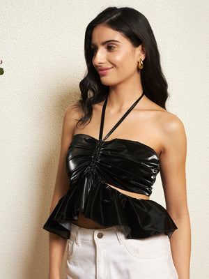 TANDUL Women Elegant Black Crop Top