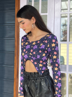 TANDUL Women Purple Star Printed Top