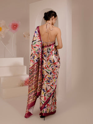 ELTIRE Exquisite Printed Bollywood Style Satin Saree