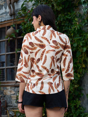 TANDUL Women Brown Feathers Printed Shirt
