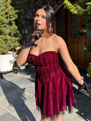 TANDUL Women Elegant Maroon Color Velvet Co-ord Set