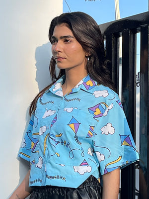 TANDUL Women Skyblue Printed Shirt