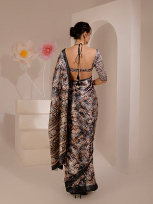 ELTIRE Exquisite Printed Bollywood Style Satin Saree