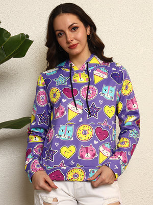 TANDUL Women Purple Printed Hoodie