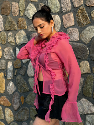 TANDUL Women Exquisite Pink Frill Top