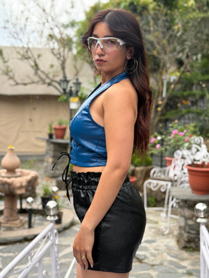 TANDUL Casual Sleeveless Solid Women Royal Blue Top