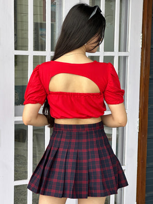 TANDUL  Casual Puff Sleeves Solid Women Red Top