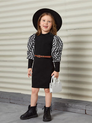 TANDUL Girls Above Knee Casual Dress (Multicolor, Full Sleeve)