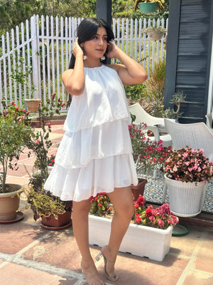 TANDUL Women White Georgette Dress