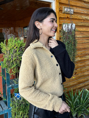 TANDUL Women Black and Brown Fur Jacket