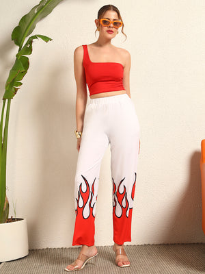 TANDUL Women Striking Flame-Emblazoned Trouser