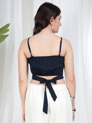 Casual Sleeveless Solid Women Blue Top