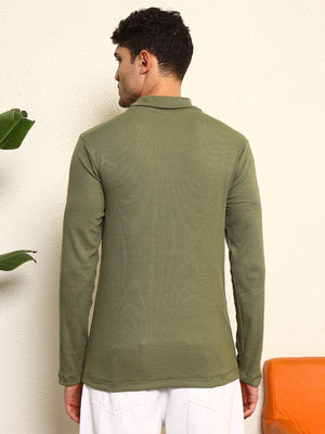TANDUL Men Solid Turtle Neck Green Sweater