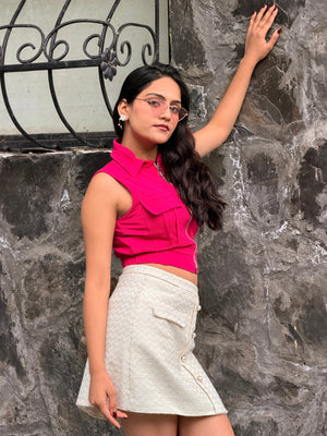 TANDUL Women Chic Fuchsia Pink Top