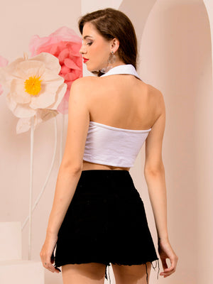 TANDUL  Casual Sleeveless Solid Women White Top