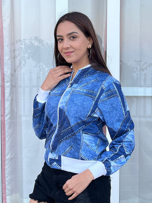 TANDUL Women Denim Patterned Jacket