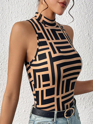 TANDUL  Casual Sleeveless Printed Women Beige Top