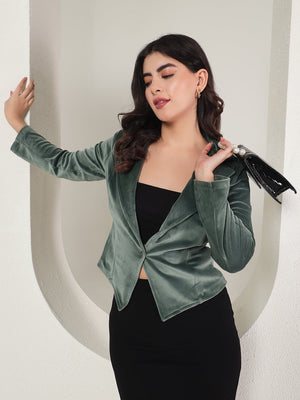 TANDUL Velvet Solid Coat For Women