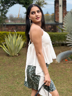 TANDUL Women Solid White Georgette Top