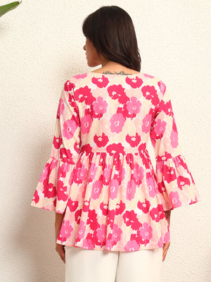 TANDUL Elegent Pink  Floral Top