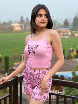 TANDUL Women Enchanting Pink Nightsuit