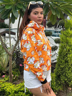 TANDUL Women Yellow Printed Hoodie